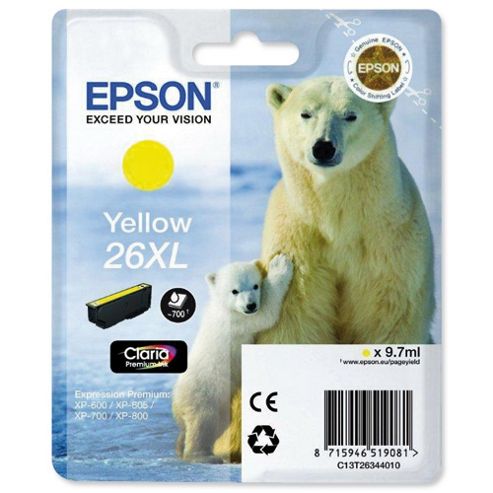 Image of Epson Singlepack Yellow 26xl Claria Premium Ink