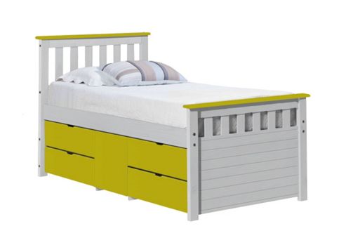 Image of Captains Ferrara Storage Bed 3ft White And Lime