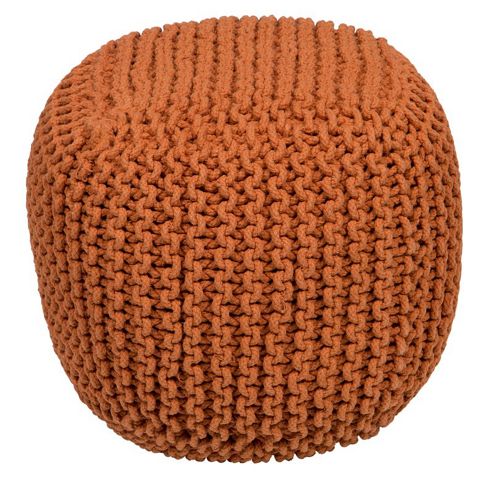 Image of Kaikoo Chunky Knit Bean Bag Cube, Orange