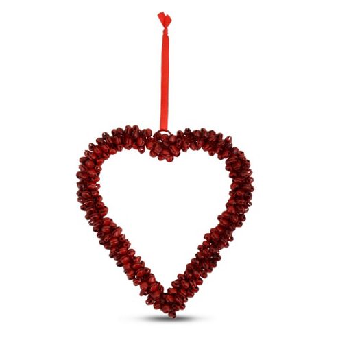 Image of Large Red Cluster Bell Heart Shaped Hanging Decoration