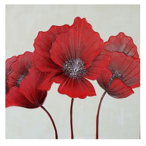 Image of House Additions Poppies Canvas Art - Red