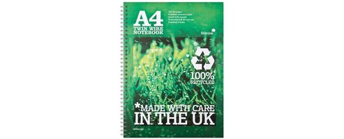 Image of Silvine Premium Hardback Notebook Recycled Wirebound Ruled 120pp 80gsm A4 Ref R105 [pack 5]