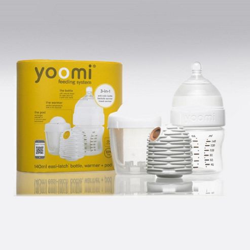 Image of Yoomi Feeding System 140ml Easi-latch Bottle, Warmer + Pod 3 In 1 Anti-colic Bottle, Bedside Warmer, Travel Warmer