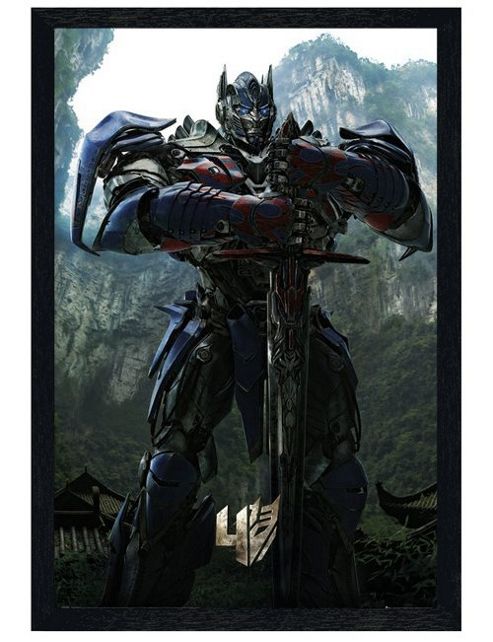 Image of Black Wooden Framed Transformers 4 Age Of Extinction Optimus Prime Poster