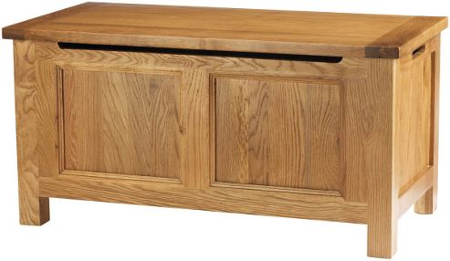 Image of Traditional Solid Oak Ottoman Blanket Box