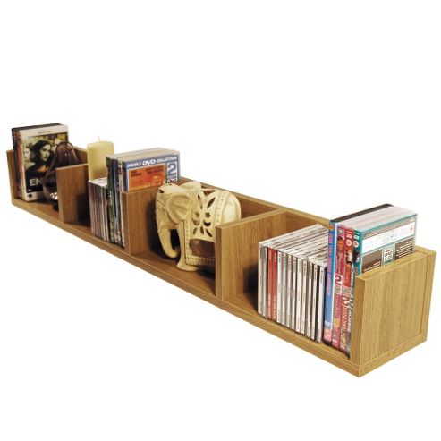 Image of Virgil - Cd / Dvd / Blu-ray / Video Media Wall Storage Shelf - Oak