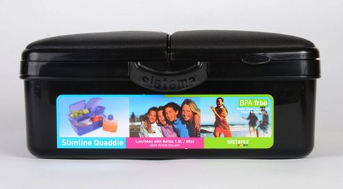 Image of Sistema Slimline Quaddie Lunch Box 1.5l, Black