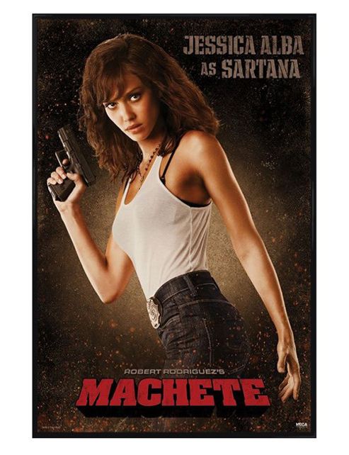 Image of Machete Gloss Black Framed Jessica Alba Is Sartana Poster