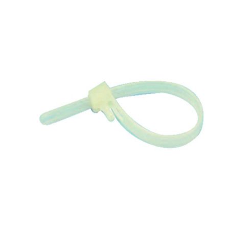 Image of 100 Pack Releasable Cable Lead Tie Wrap 200mm White