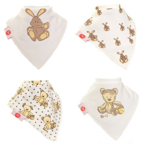 Image of Zippy Boxed Gift Set Of 4 Fun Bandana Dribble Bibs - Cute Cream