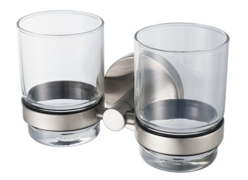 Image of Haceka Pro 2500 Double Glass Holder In Brushed Silver