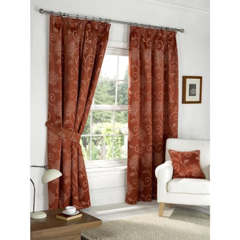 Image of Dreams N Drapes Fairmont Terracotta 66x72 Blackout Pencil Pleat Curtains