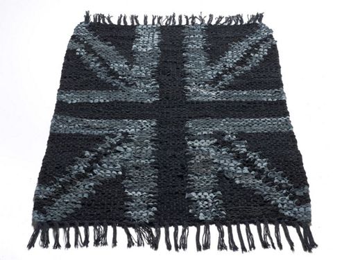 Image of Rug Solid Grey Flag Rug - 90cm X 60cm (2 Ft 11.5 In X 1 Ft 11.5 In)