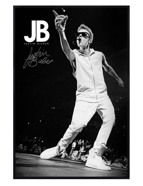 Image of Justin Bieber Gloss Black Framed Live In Black & White Poster
