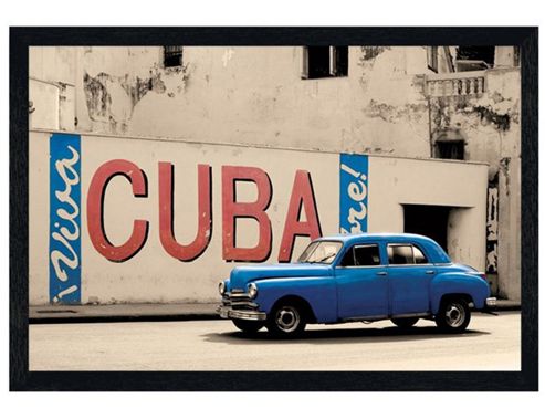 Image of Viva Cuba Black Wooden Framed Blue Cuba Poster