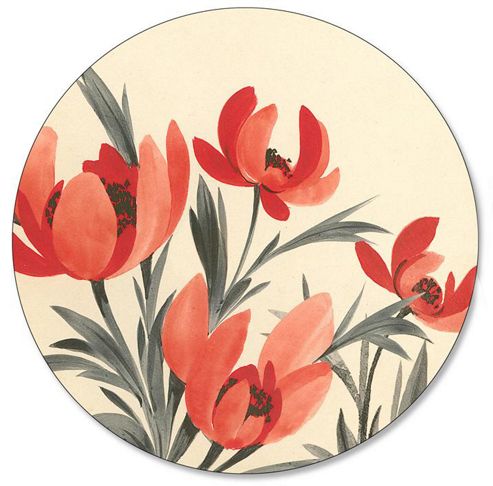 Image of Pimpernel Poppy Round Placemats Set Of 4