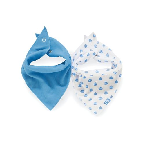 Image of Mothercare Blue Boat Bandana Bibs- 2 Pack
