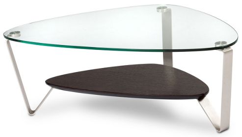 Image of Bdi Espresso Stained Oak Coffee Table With Clear Glass