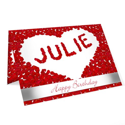 Image of Personalised Red Petal Heart Card