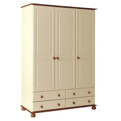 Image of Valufurniture Copenhagen Creme 3 Door 4 Drawer Wardrobe
