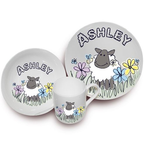 Image of Personalised Kids Farmyard Sheep Breakfast Set