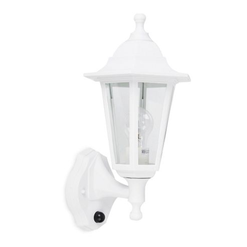 Image of Traditional Ip44 Outdoor Wall Lantern In Matt White With Dusk To Dawn Sensor