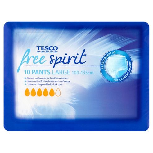 Image of Tesco Free Spirit Pants Large - 10 Pack
