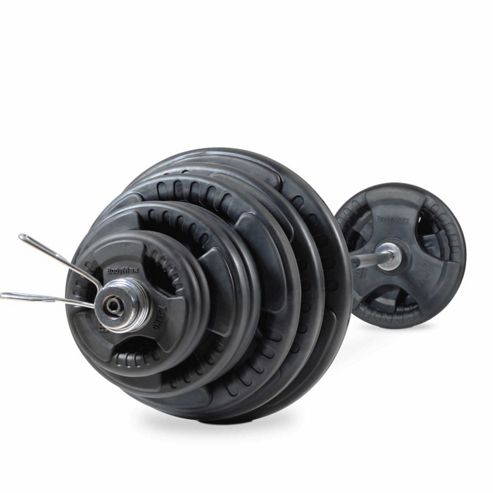 Image of Bodymax 145kg Olympic Rubber Radial Barbell Kit With 7 Ft Bar And Spring Collars