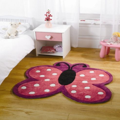Image of Kiddy Play Polka Butterfly Multi 90x90 Cm Rug