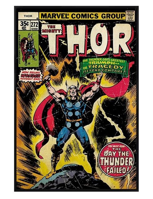 Image of Gloss Black Framed Marvel Comics Thor The Day The Thunder Failed Poster