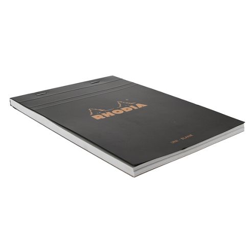 Image of Rhodia Black Head Stapled Pad 14.8x21cm Sq.plain 160009c