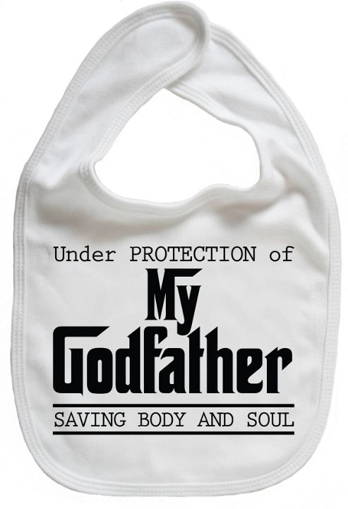 Image of Dirty Fingers, Under Protection Of My Godfather, Baby Feeding Bib, White