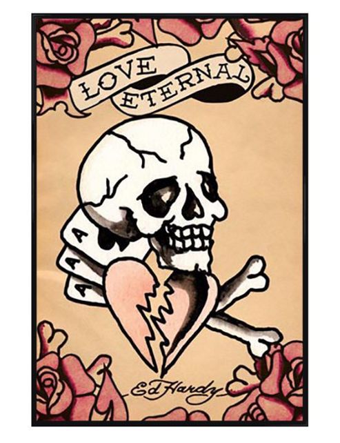 Image of Ed Hardy Gloss Black Framed Love Eternal Poster