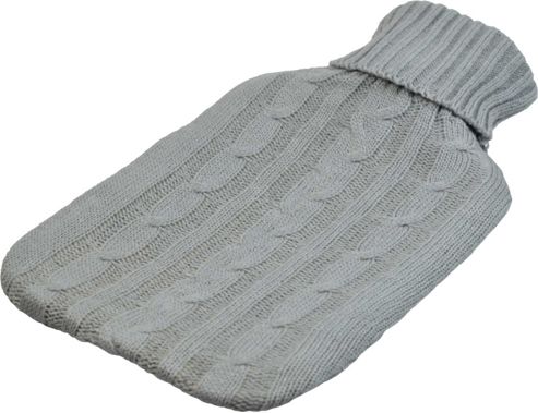 Image of Harbour Housewares Full Size Hot Water Bottle With Knitted Cover - Grey