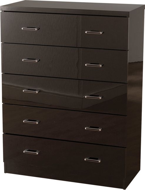 Image of Home Essence Boston 5 Drawer Chest - Black Gloss