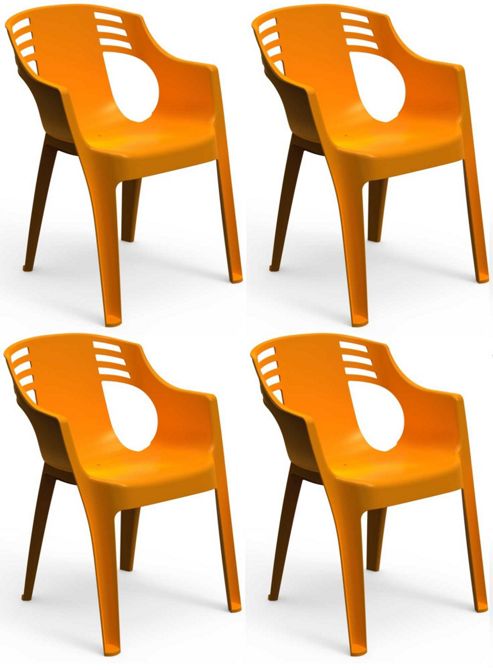 Image of Resol City Garden Outdoor / Indoor Designer Plastic Chair - Orange - X4