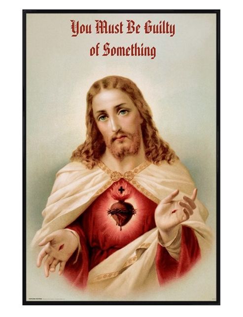 Image of Jesus Christ Gloss Black Framed Guilty Heart Poster
