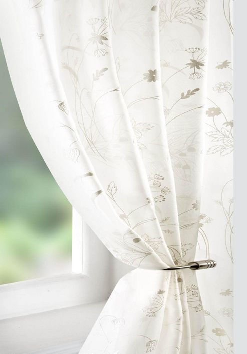 Image of Wild Flower Voile Curtain Panel - Cream