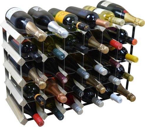 Image of Harbour Housewares 30 Bottle Wine Rack - Fully Assembled - Light Wood