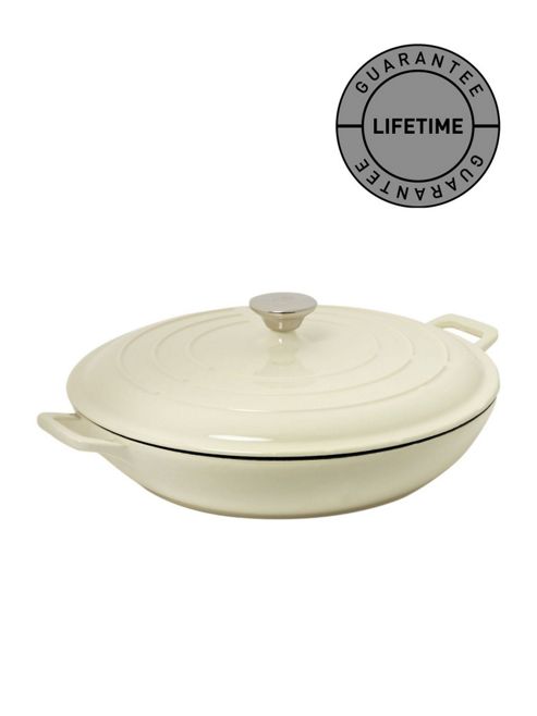 Image of Linea Cream Cast Iron Low Round Casserole 31cm In Cream