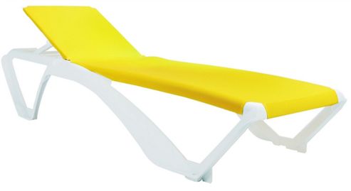 Image of Resol Marina Sun Lounger - White Frame With Yellow Canvas Material
