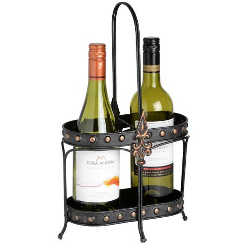 Image of Tudor - Metal Wine Bottle Serving / Display Rack - Black