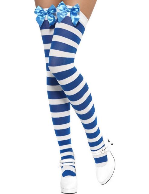 Image of Striped Stockings (blue & White)