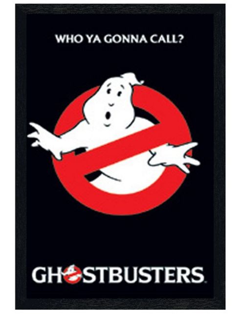 Image of Black Wooden Framed Ghostbusters Logo Poster