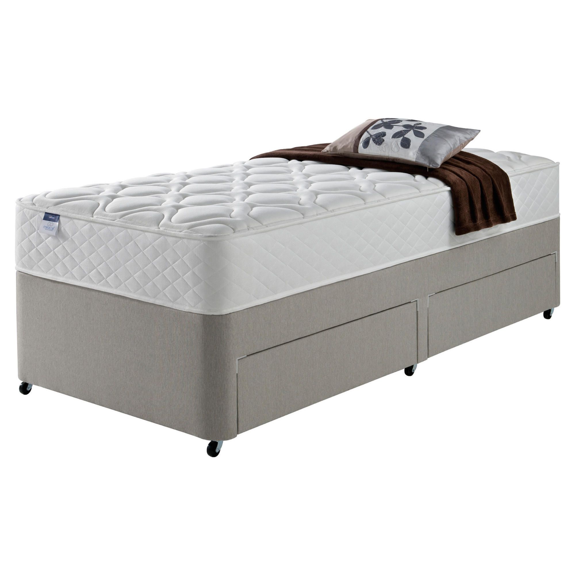 Silentnight Miracoil Luxury Micro Quilt Non Storage Single Divan Mink no Headboard at Tesco Direct