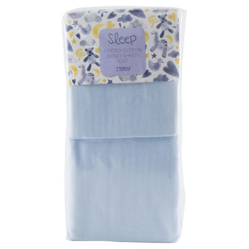 Image of Tesco Cot 2 Fitted Sheets, Blue