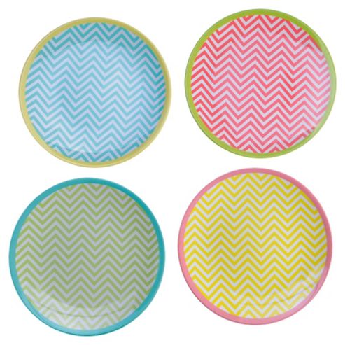 Image of Tesco Picnic Melamine Plates Chevron 4pk