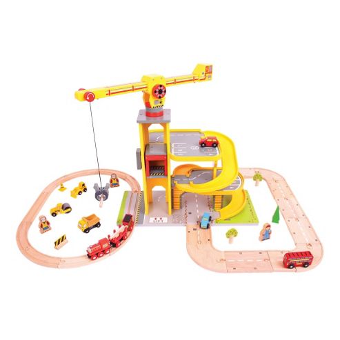 Image of Bigjigs Rail And Road Bjt028 Multi-level Crane Set