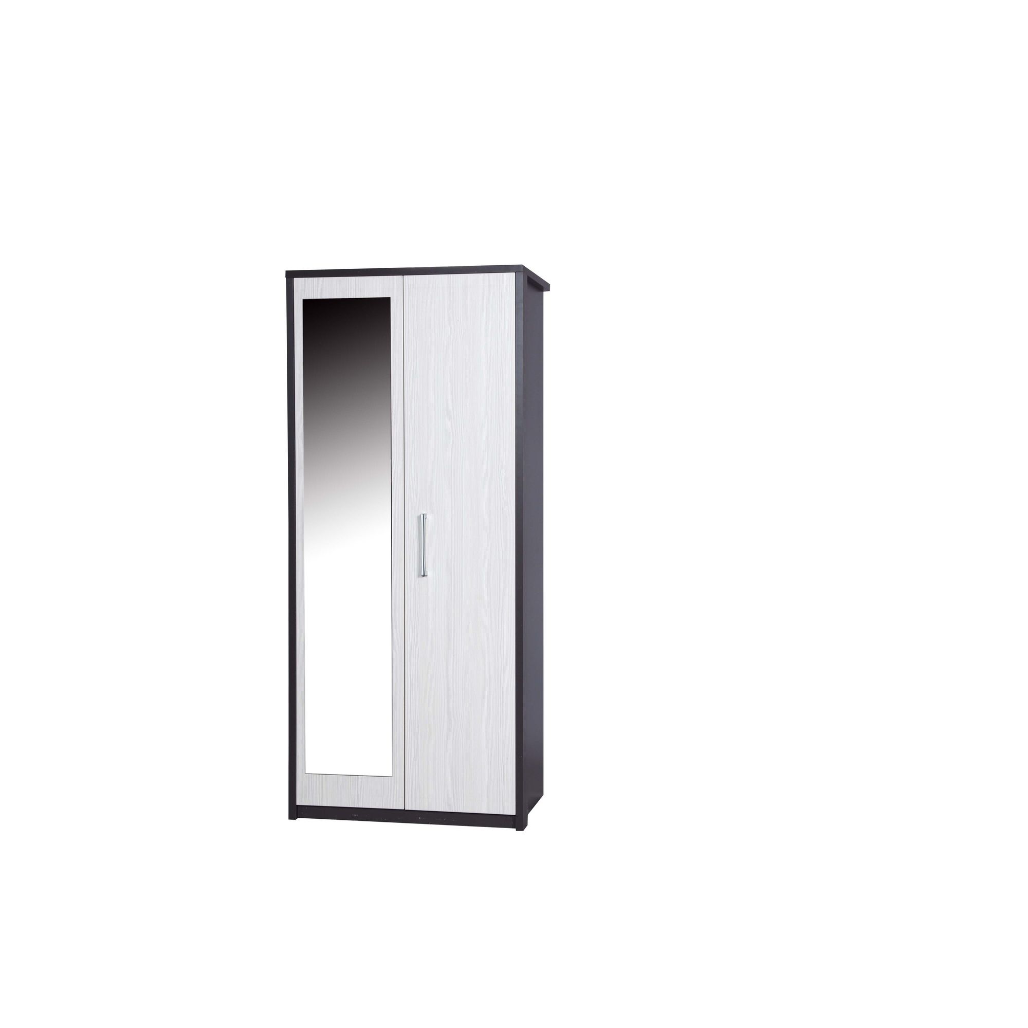 Alto Furniture Avola Double Wardrobe with Mirror - Grey Carcass With White Avola at Tesco Direct