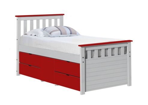 Image of Captains Ferrara Storage Bed 3ft White And Red
